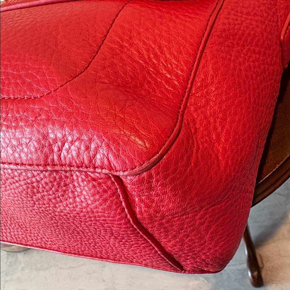Tory Burch  Satchel  crossbody bag
Pebbled Leather  Red  front pocket, gold tone - Picture 14 of 17